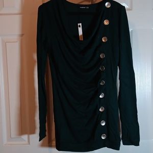 NWT PattyBoutik Green Button Sweater - M